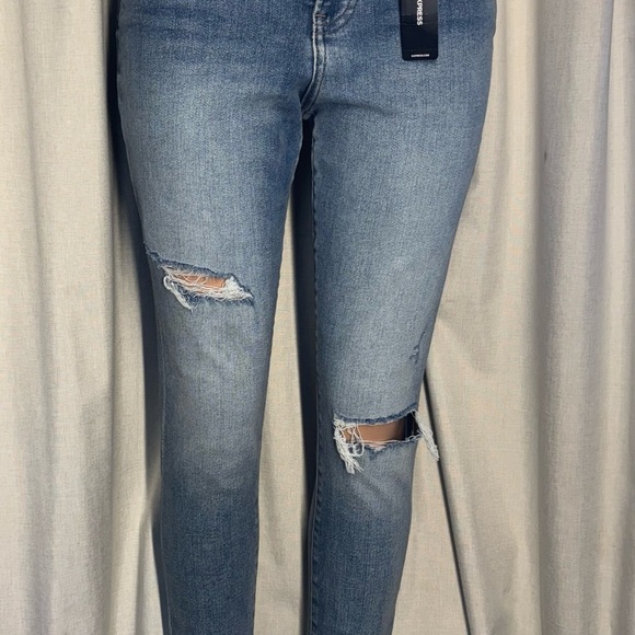 Express Denim - Express Blue Skinny Jeans with Knee Distressing